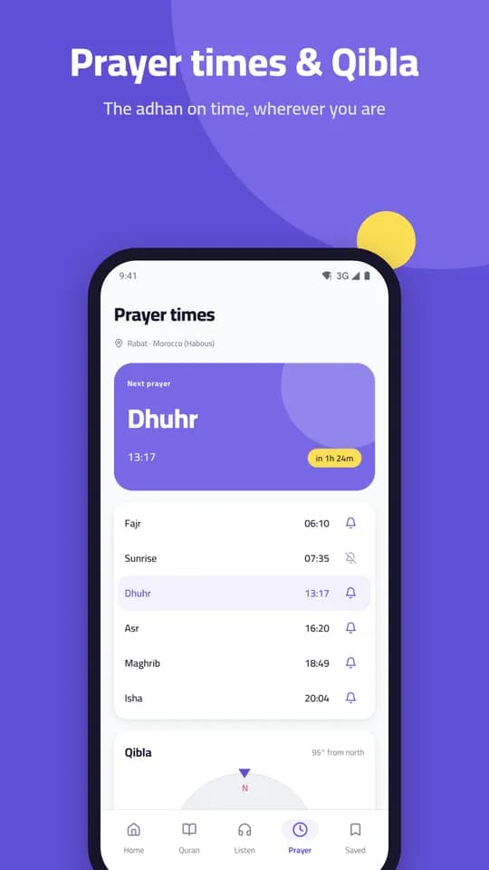 TQuran: Prayer times with the adhan